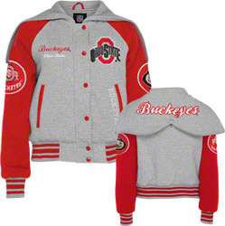 Ohio State Buckeyes Womens Full Zip Hooded 50s Diner Varsity Jacket 