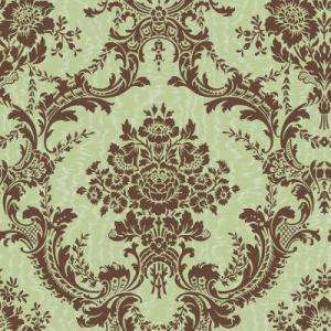 The Wallpaper Company 8 in x 10 in Brown and Green Mid Scale Damask on 