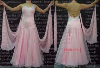 Crystal Pink Ballroom Smooth Waltz Tango dance dress  