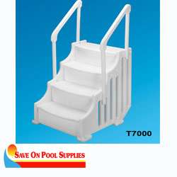   pools feature wide non slip steps and two easy to grab hand rails with