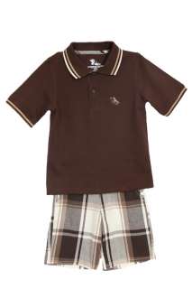 NWT Boys 2 pc summer shirt and plaid shorts set 885381332601  