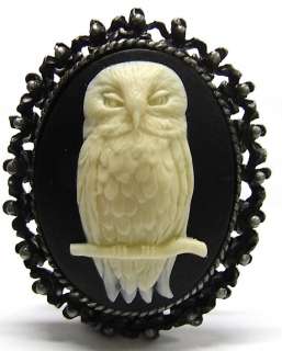 Vintage Style Owl Cameo Brooch / Pendant  