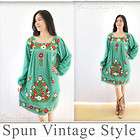 Vtg Mexican style Embroidered Babydoll Dress Tunic Top  