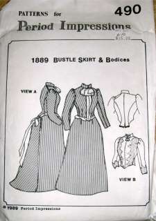 1889 Bustle Skirt & Bodice Pattern #490 sz. 6 10  