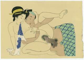 Utagawa School   Authentic & Genuine Japanese Shunga Woodblock Print 