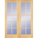   Choice 48 in. Wood Prehung Clear Pine 10 Lite French Double Door
