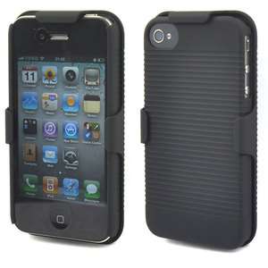   RIBBED CASE & BELT CLIP HOLSTER W/ KICKSTAND FOR APPLE IPHONE 4G 4S