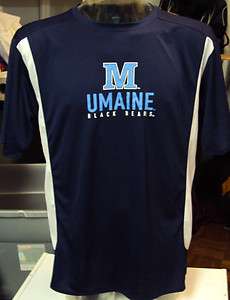 NEW UNIVERSITY OF MAINE UMAINE BLACK BEARS DRY FIT NAVY WORK OUT T 