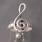 Raised Treble Clef Musical Note .925 Silver Ring 10