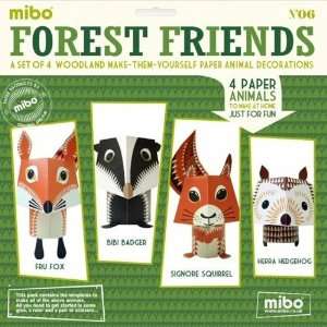 mibo Bastelset Forest Friends 4 Tierfiguren aus Papier zum Basteln 