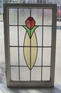 Tall Antique Stained Glass Window Arts n Crafts Tulip  