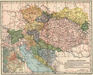 Austria Hungary Empire (Austro Hungarian Empire) Map: Authentic 1903 
