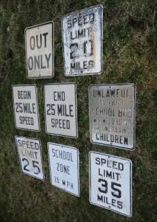 Lot of 8 Vintage Street Signs Speed Limit Miles Out Only Miles  