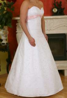 Hochzeitskleid Brautkleid weiß creme rosa cappuccino 1A  