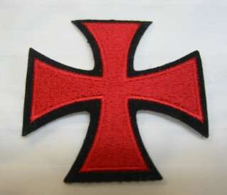 Red Cross bikers Embroidered Iron On Patch Rock Band Applique Jackets 