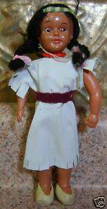 VTG 1950s Japan Hollow Mold Indian Girl Doll Plastic  