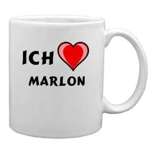 Keramische Tasse mit Ich liebe Marlon Schrift  Küche 