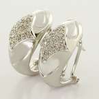   Diamond Pave Earring Ring Vintage Estate Set 14K White Gold  