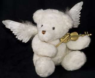 Animated Musical Fiber Optic White TEDDY BEAR Angel Wings Playing 