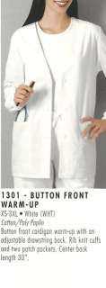 BUTTON FRONT WARM UP 30 STYLE 1301 COLOR WHITE SIZE XL NWT  
