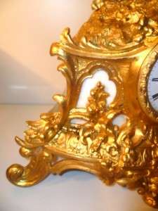Antique French mantle clock ormolu bronze figural mantle clock circa 