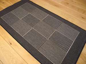 Small Durable Silver Black Flat Weave Hearth Rugs Mats  