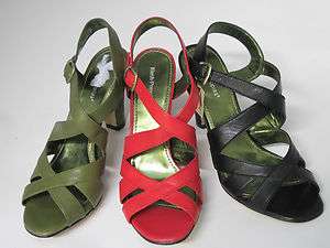   Hush Puppies Inspire High Heeled Sandals Green, Red or Black Leather