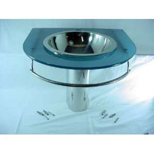  Decolav Frosted Blue Glass Bathroom Vanity Stainless Sink 