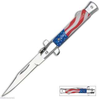 AMERICAN FLAG STILETTO LOCK BACK POCKET KNIFE  