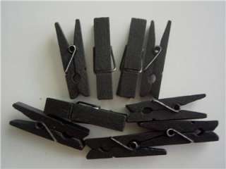     BLACK 35mm pk of 20 wooden mini peg clothespin baby shower craft