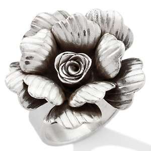   Silver Collection Handcrafted Sterling Silver Flower Ring 