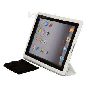  Kuzy   iPad2 WHITE Leather Smart Cover for Apple iPad 2 