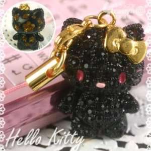  Sanrio Hello Kitty Pave Jewelry Cell Phone Charm (Black 