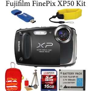  XP50 Waterproof Digital Camera (Black) + Spare Battery + Camera 