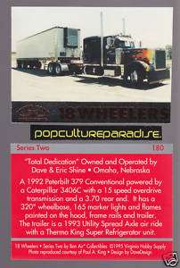 1992 PETERBILT 379 18 WHEELER 1995 HEAVY TRUCK CARD  