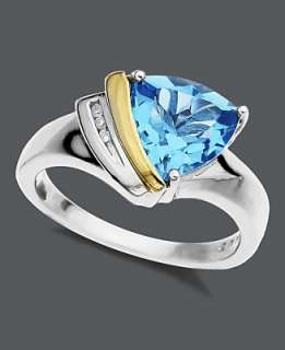 14k Gold and Sterling Silver Ring, Blue Topaz (3 ct. t.w.) and Diamond 