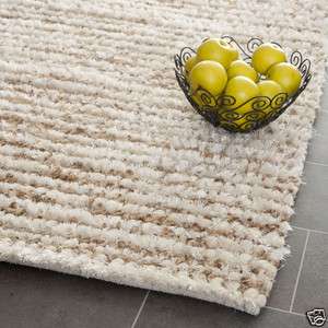 Hand woven Metro White/Beige Shag Carpet Area Rug  