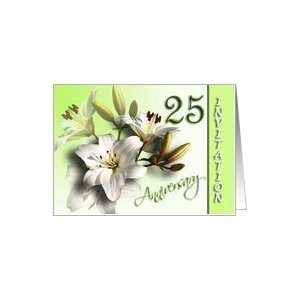  25th Wedding Anniversary Invitation   white lilies Card 