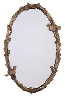 Spring Sparrow Oval WALL MIRROR Antique Gold NEW  