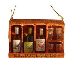  Vintage Tuscan Wine Bottle Trio On Rack With Glasses 