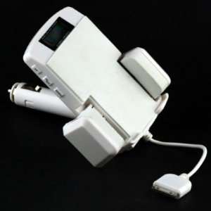 White All in 1 FM Transmitter for Apple iphone ipod  mp4  