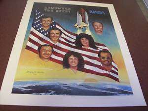 Art Space Shuttle Challenger NASA Remember the Seven  
