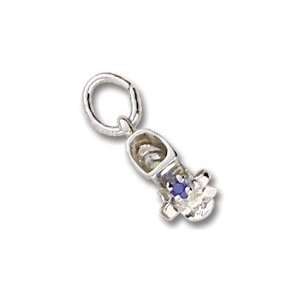    Baby Shoe Sept. Birthstone Charm in Sterling Silver: Jewelry