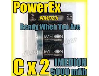 Maha PowerEx 2x C 5000mAh Imedion Rechargeable Battery  