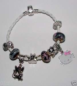 European Charm Beaded Bracelet Kids Childrens Tinkerbell Hello Kitty 