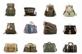 Vintage Campus Bookbag canvas backpack/laptop bag/travel/army/Rucksack 
