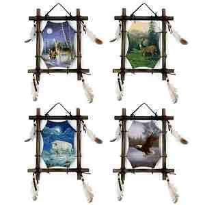 12 Pcs Assorted Wood Framed Indian Pictures Dream Catcher Wall Decor 