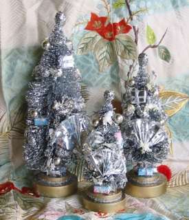 Cody Foster Christmas 3 Silver Bottle Brush Trees  