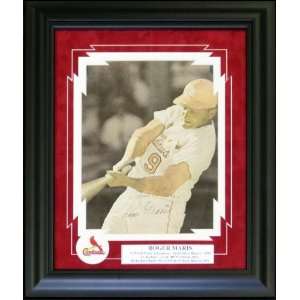 Autographed Roger Maris Baseball   Framed Hitting the 