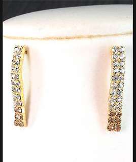   Party Bridal Bridesmaid Golden Diamante Crystals Necklace Earrings Set